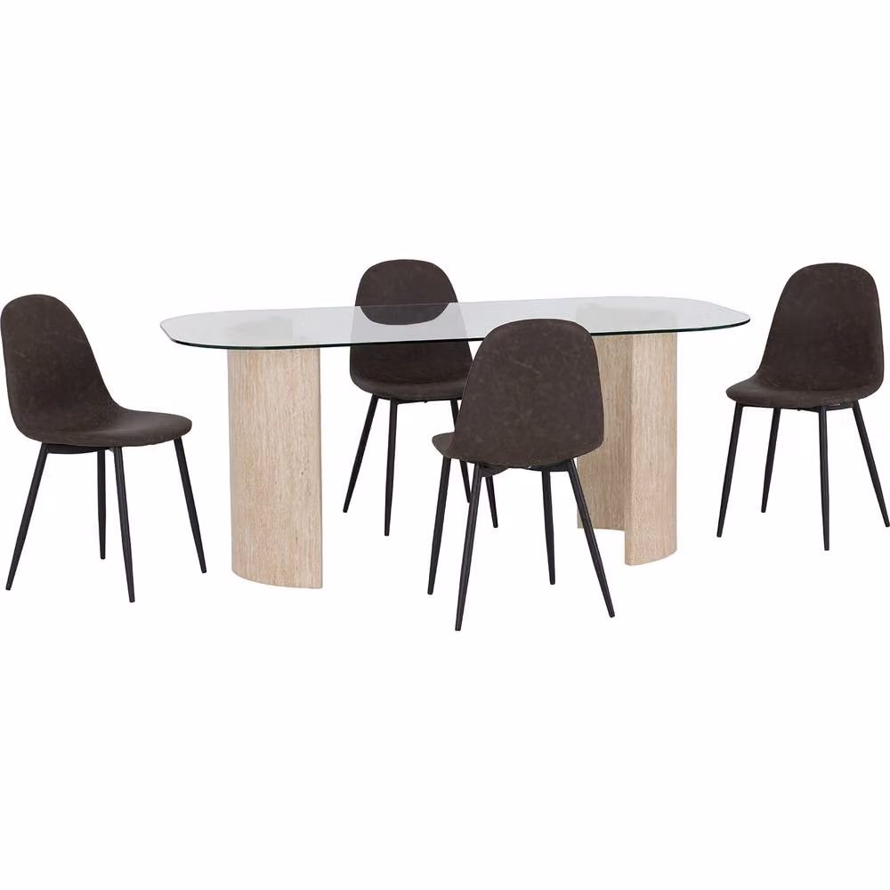 Seconique Modena Dining Set with Athens Chairs in Brown featuring an Oval Glass Table – 2