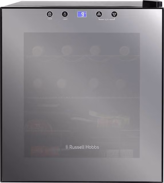 Russell Hobbs Freestanding 46L Wine Cooler with Touch Control and LED Interior Light, Black