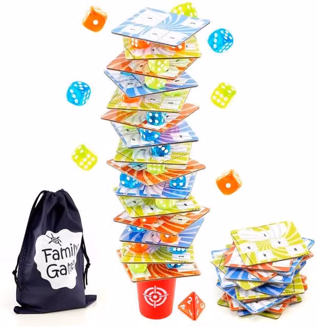 Dice Luck Stack Balance Roll Board Game by The Magic Toy Shop in Black