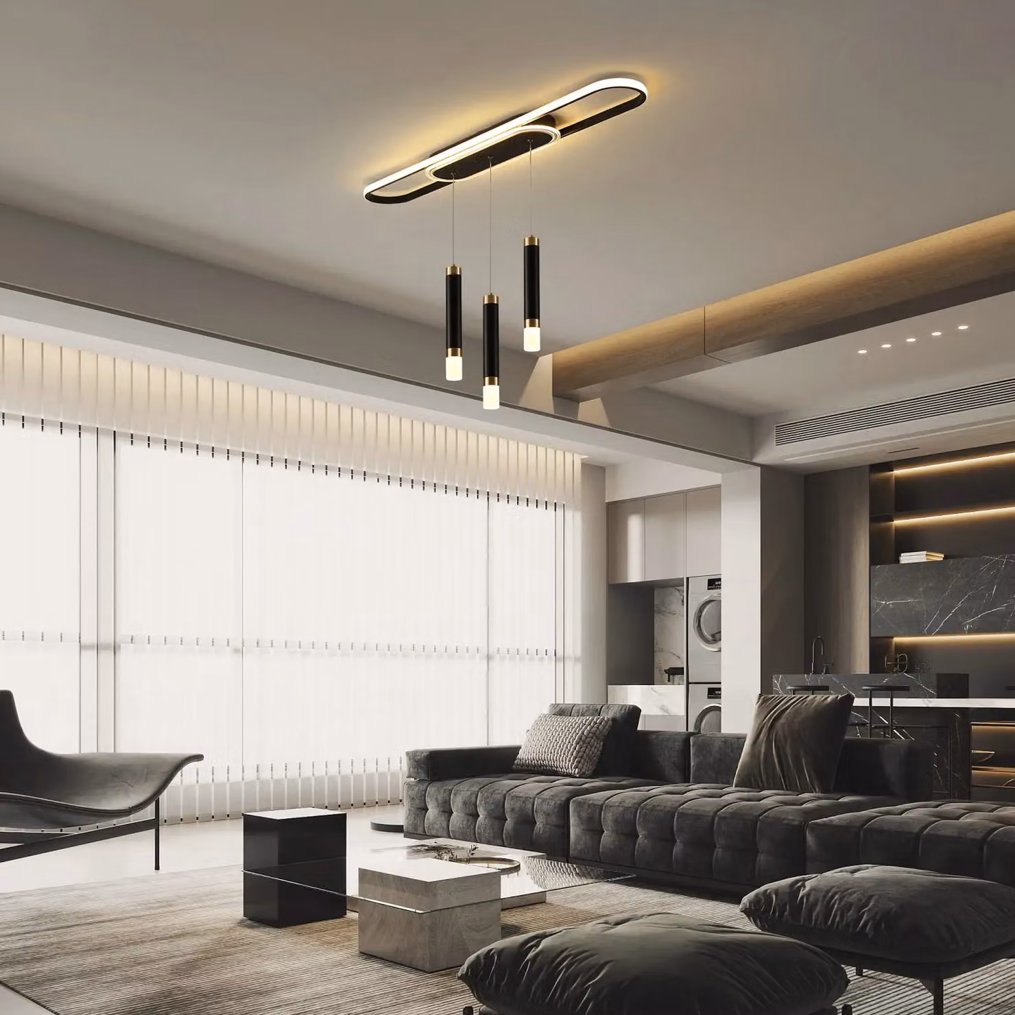 Garwarm Modern White 3 Light LED Suspended Chandelier with Remote Control and Dimmable Function – 3