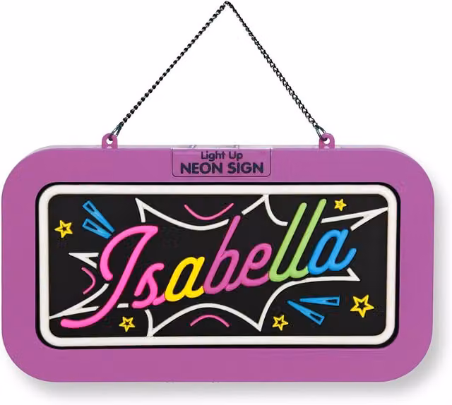 History & Heraldry Isabella Pre-personalised Light-Up Neon Bedroom Sign in Pink