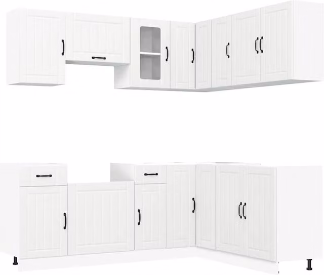 Berkfield Home Kalmar 11 Piece Modern White Kitchen Cabinet Set in Engineered Wood