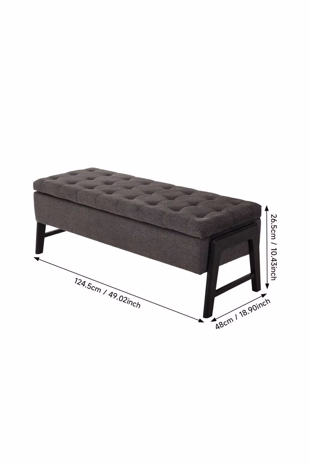 Living and Home Dark Grey Fabric Storage Bench – 2
