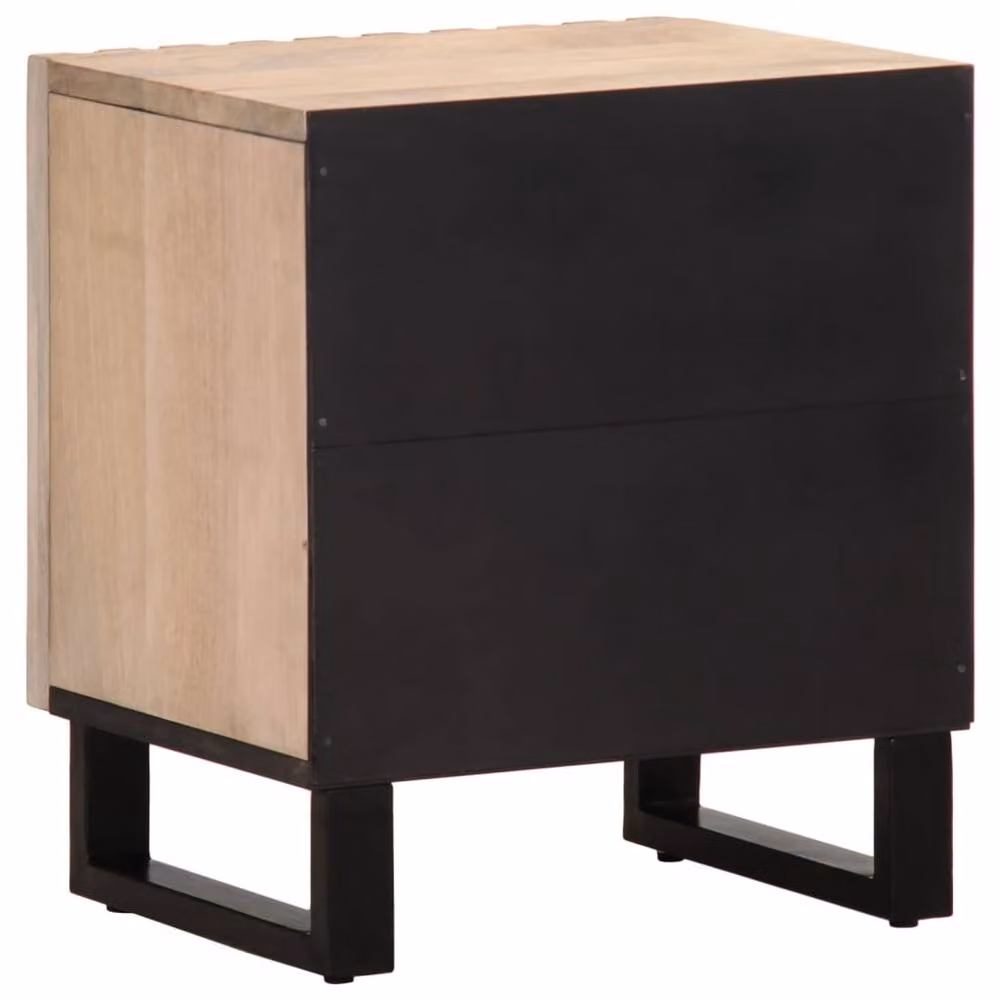Berkfield Home Set of 2 Bedside Cabinets in Light Brown Solid Bleached Mango Wood, W: 40 cm, D: 34 cm, H: 46 cm – 6