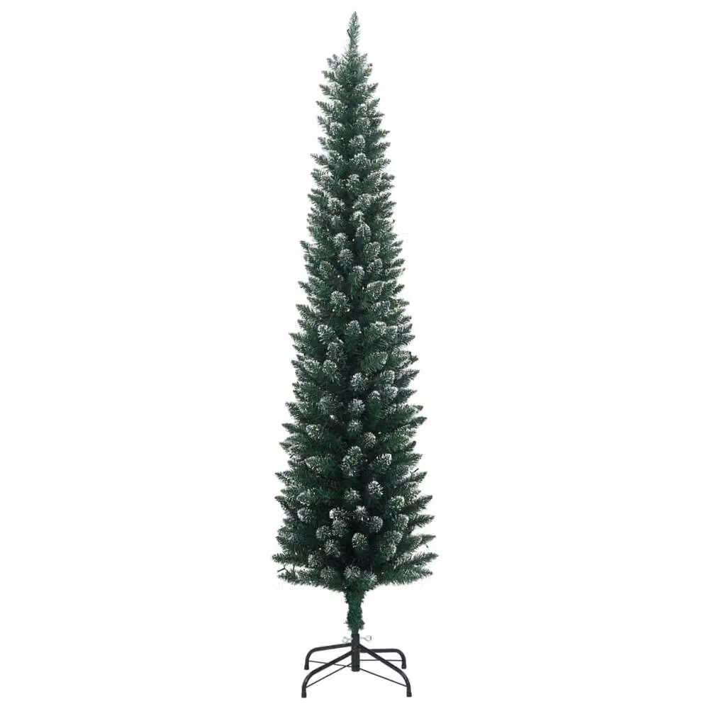 Berkfield Home Artificial Slim Green Christmas Tree with 300 LEDs, Height: 210 cm – 3