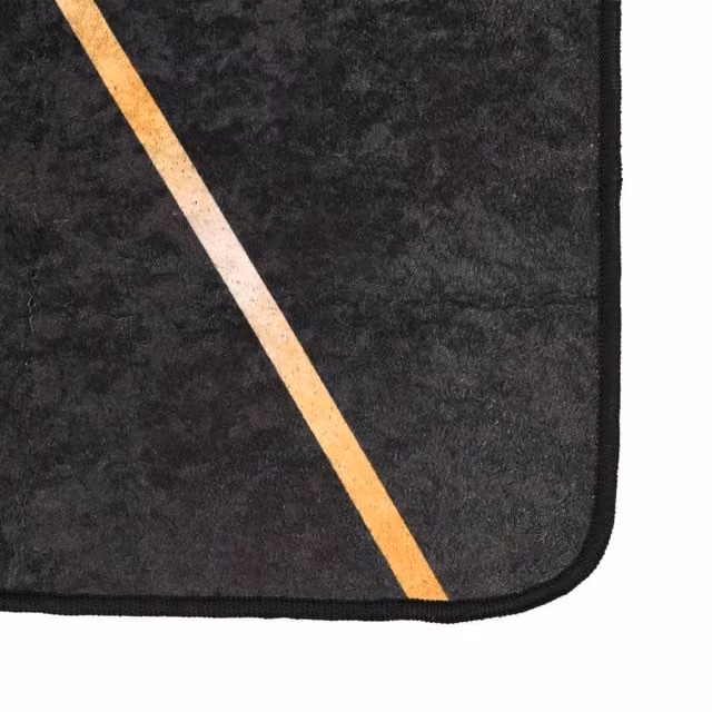 Berkfield Home Washable Anti Slip Round Rug in Black and Gold – 1