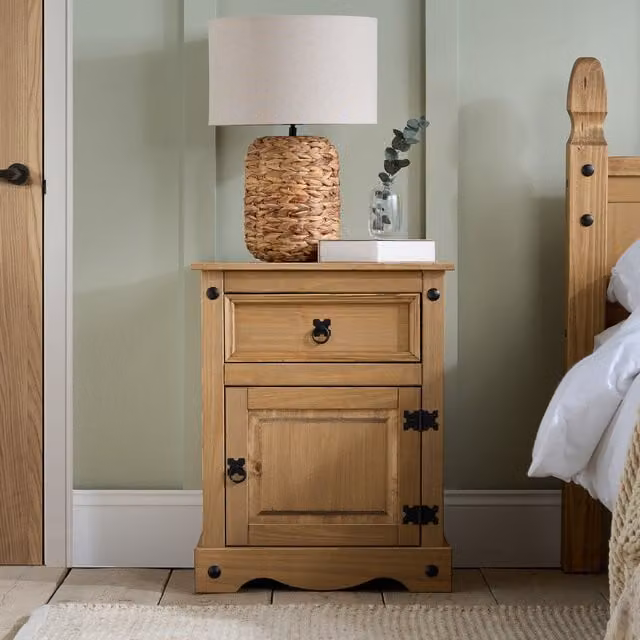 Birlea Corona Rustic Pine Bedside Cabinet in Brown