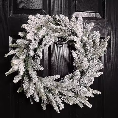 Samuel ALEXANDER 45cm Snow Flocked Green Christmas Wreath