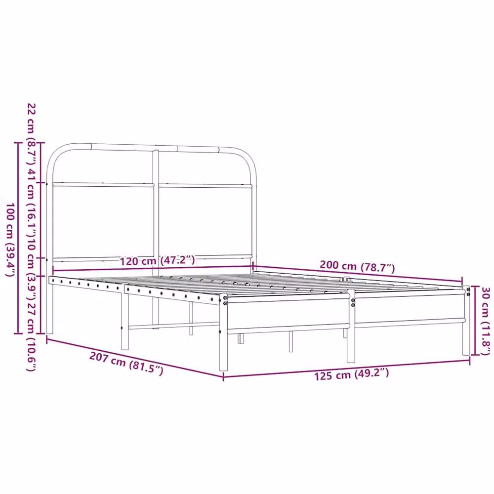 Berkfield Home Small Double Bed Frame in Brown Oak, W/D/H: 120 x 200 cm – 5