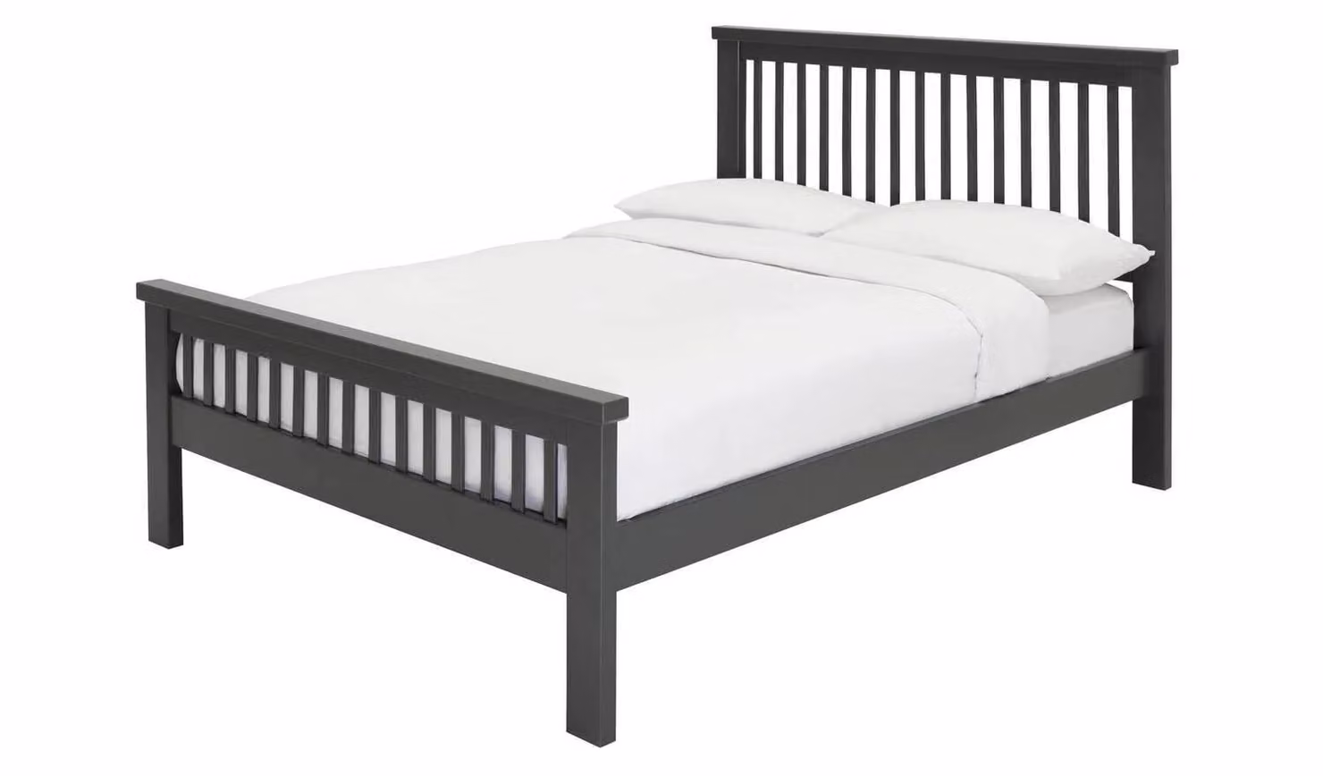 Aubrey Kingsize Solid Wood Bed Frame in Anthracite Grey, W/D/H: 180 x 200 x 110 cm