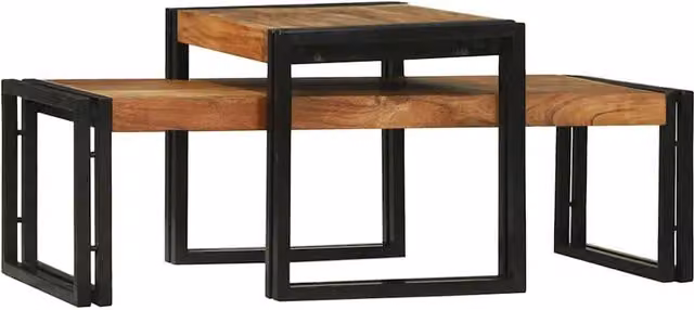 Berkfield Home 2 Piece Solid Acacia Wood Coffee Table Set in Brown
