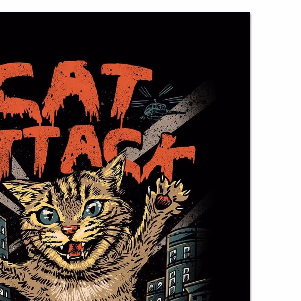 Vincent Trinidad Cat Attack Framed Multicolour Graphic Poster in Black – 2