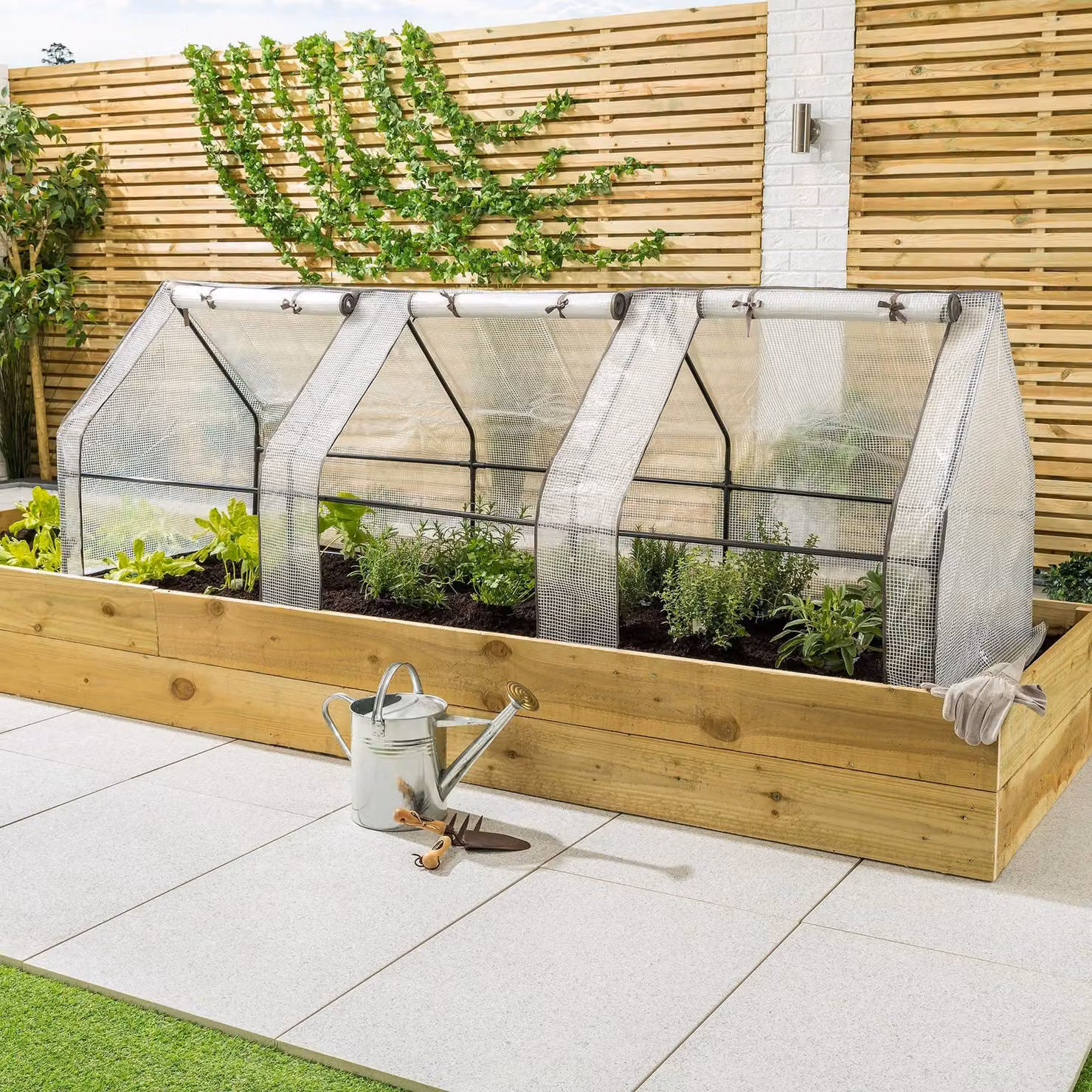 Christow 3-Section Large Garden Polytunnel Growhouse with Steel Frame and Transparent Plastic Cover – 2