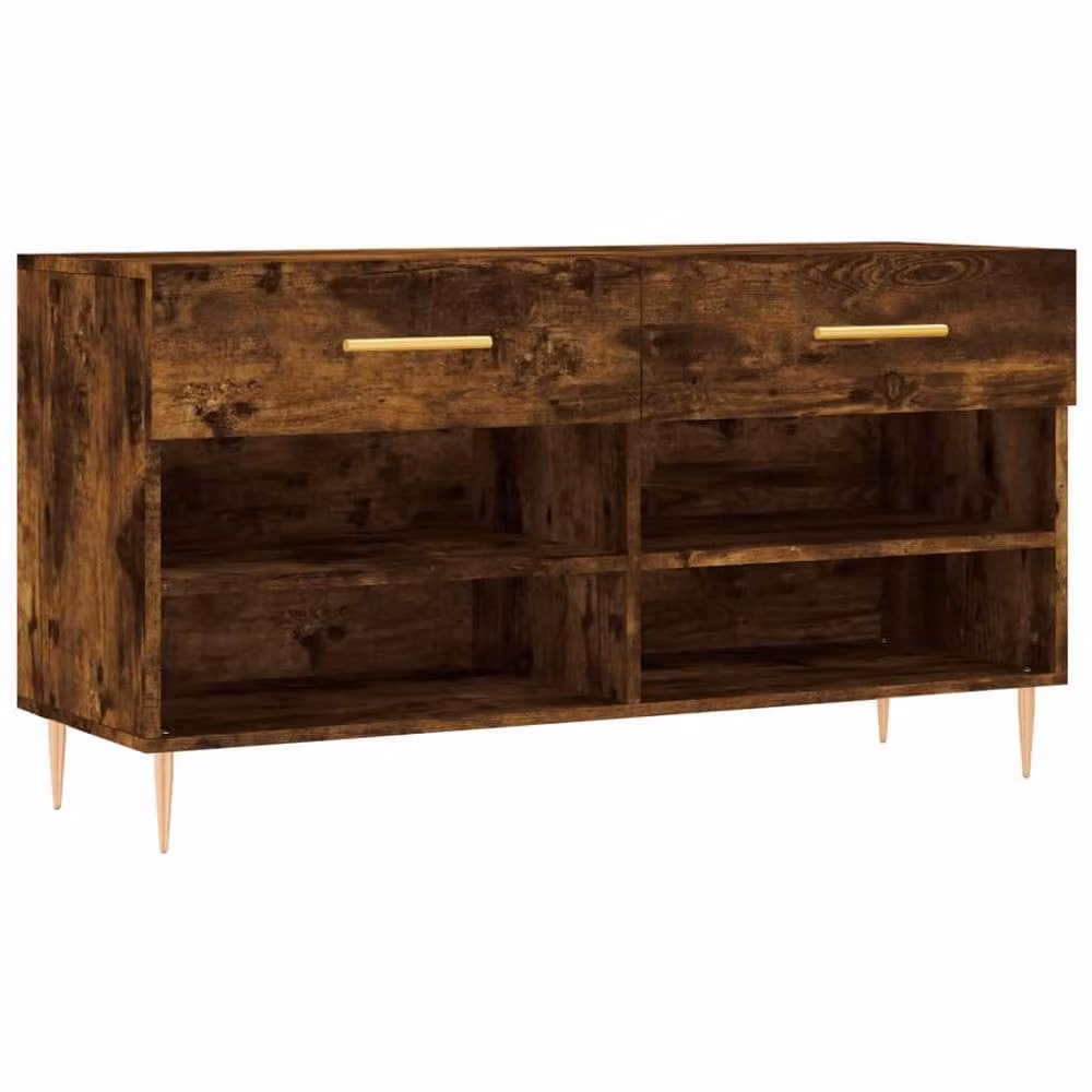 Berkfield Home Smoked Oak Shoe Bench in Brown, W/D/H: 102 x 35 x 55 cm – 3