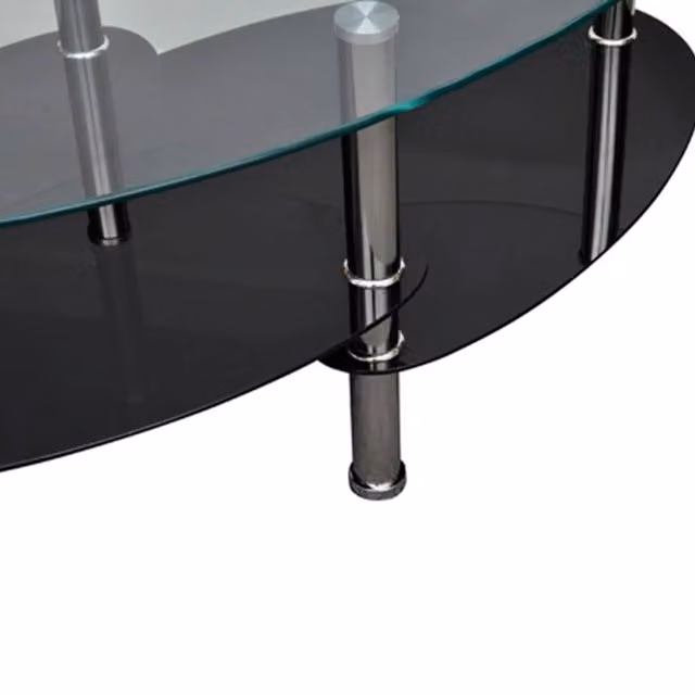 Berkfield Home Elegant Black Glass Coffee Table with Rounded Design, W/D/H: 90 x 45 x 43 cm
