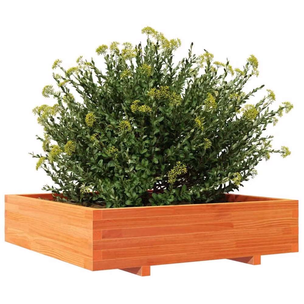 Berkfield Home Brown Solid Wood Pine Garden Planter Tub W/D/H: 100 x 100 x 26.5 cm – 2