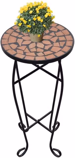 Berkfield Home Mosaic Side Table and Plant Table in Black with Ceramic Top, W/D/H: 30 x 30 x 60 cm – 1