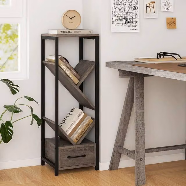 KORVIXA 4 Tier Floor Standing Metal Storage Organizer in Grey