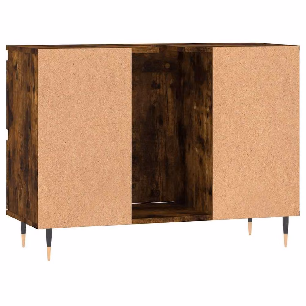 Berkfield Home Modern Smoked Oak Bathroom Cabinet in Brown, W/D/H: 80 x 33 x 60 cm – 4