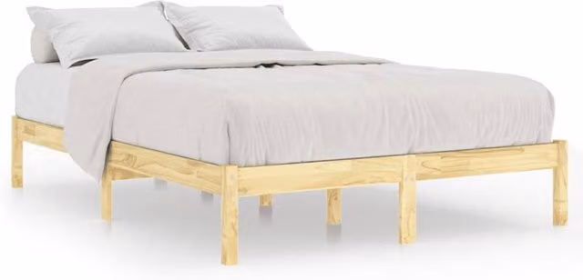 Berkfield Home Solid Wood Pine Bed Frame in Beige, W: 140 cm, D: 200 cm – 1