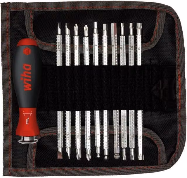 Wiha System 6 Softfinish Interchangeable Screwdriver Set, 12 Piece, Silver and Multicolour