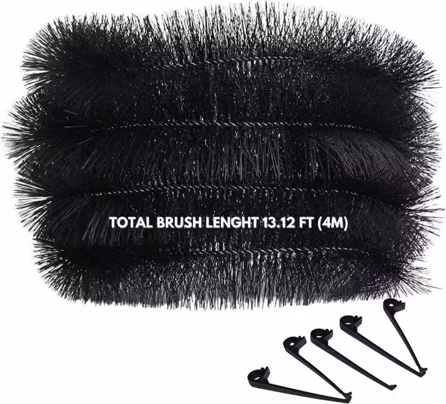 NOVECRAFTO Gutter Brush Pack with 4m Brush and 5 Clips, Black
