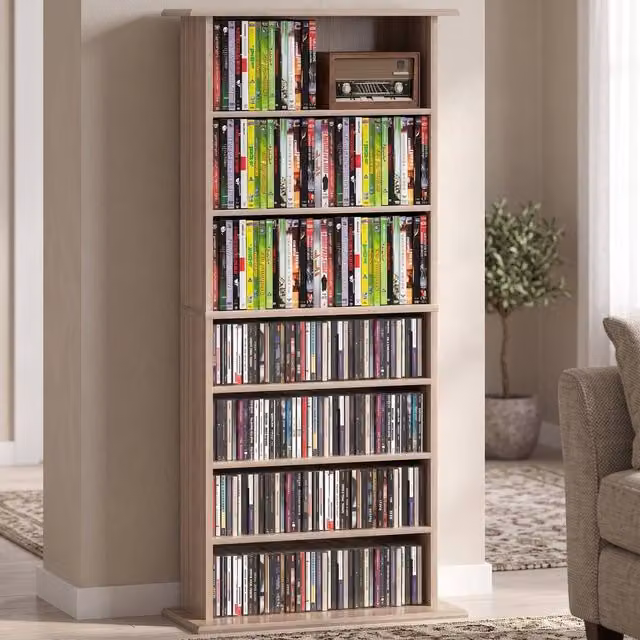 ERGOVEXA 360 CD Storage Unit in White with Adjustable Shelves and Media Compartments