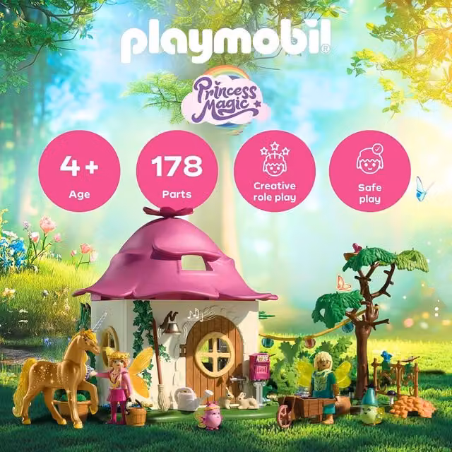 Playmobil Magical Unicorns Cosy Fairy Home in Gold and Multicolour