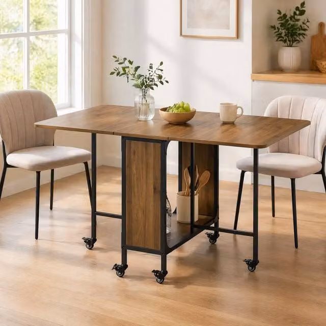 STILVORA Modern Brown Extendable Drop Leaf Dining Table