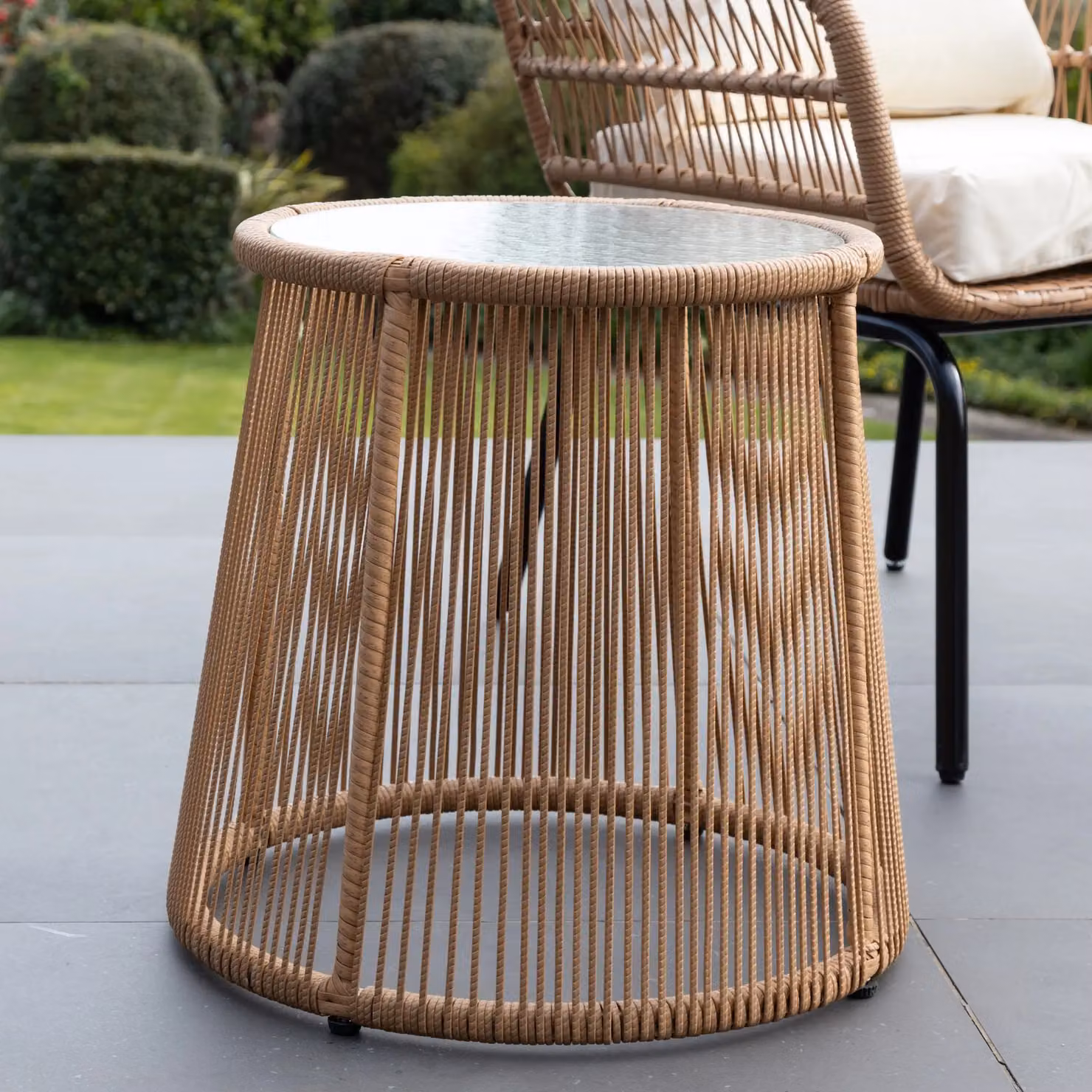 Artemis Home Carbini 3 Piece Rattan Garden Patio Bistro Set in Cream – 5