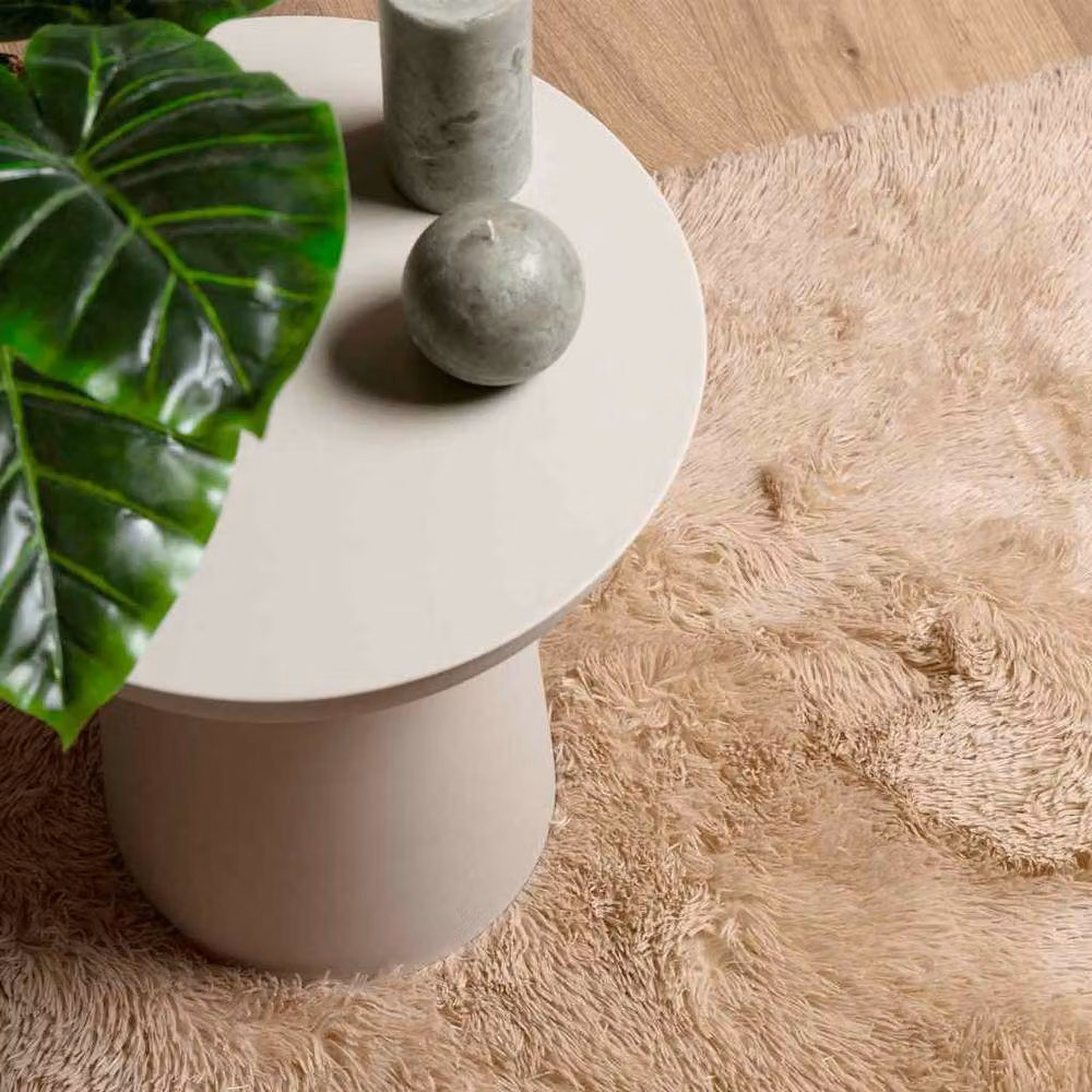 Berkfield Home NAVARRA Shaggy High Pile Rug, Beige, W/D: 120 x 120 cm – 2