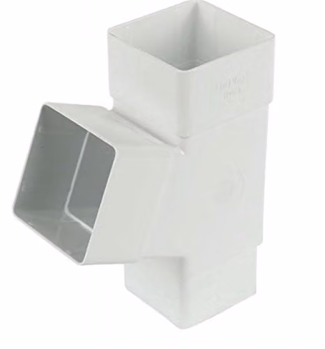 FloPlast 65mm Square 67 Degree Downpipe Branch, White
