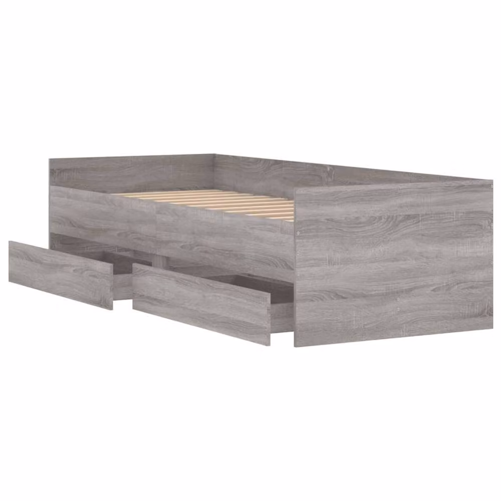 Berkfield Home Single Bed Frame with Drawers in Grey Sonoma, W/D/H: 90 x 190 cm – 2