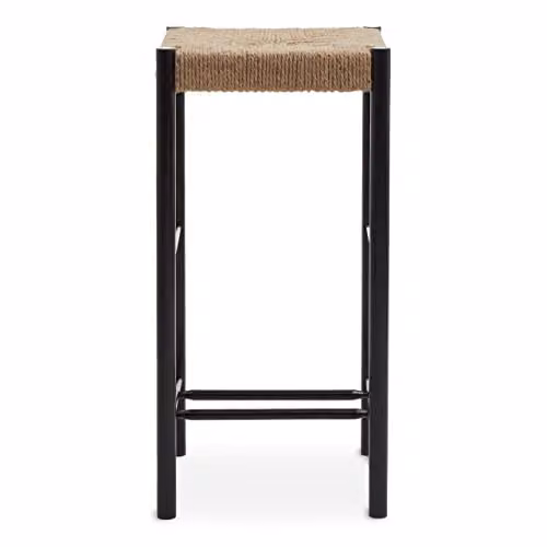 Premier Housewares Rustic Beechwood Bar Stool with Black Rope Weaving, W35 x D35 x H72 cm – 2