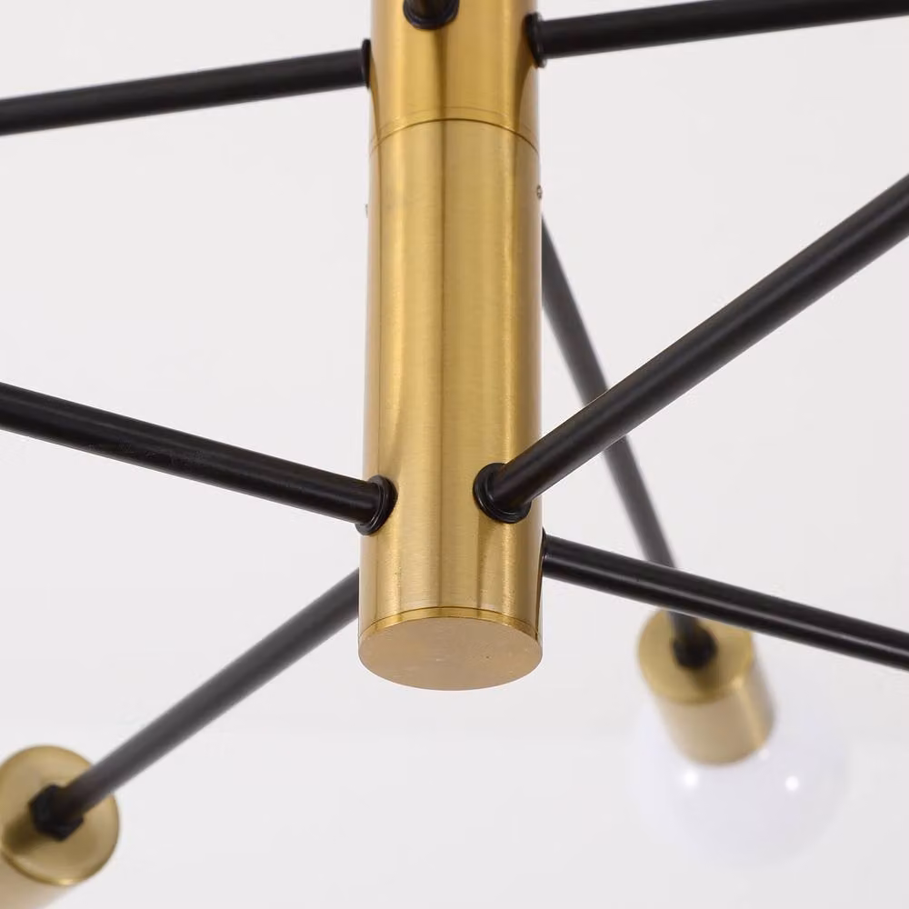 NIVOR 8 Light Sputnik Chandelier, Modern Adjustable Black and Gold Pendant Light – 3