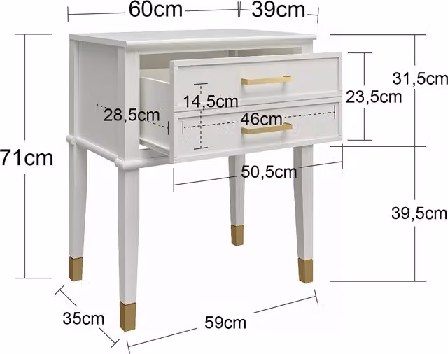 CosmoLiving Westerleigh End Table in Blue, Gold and White