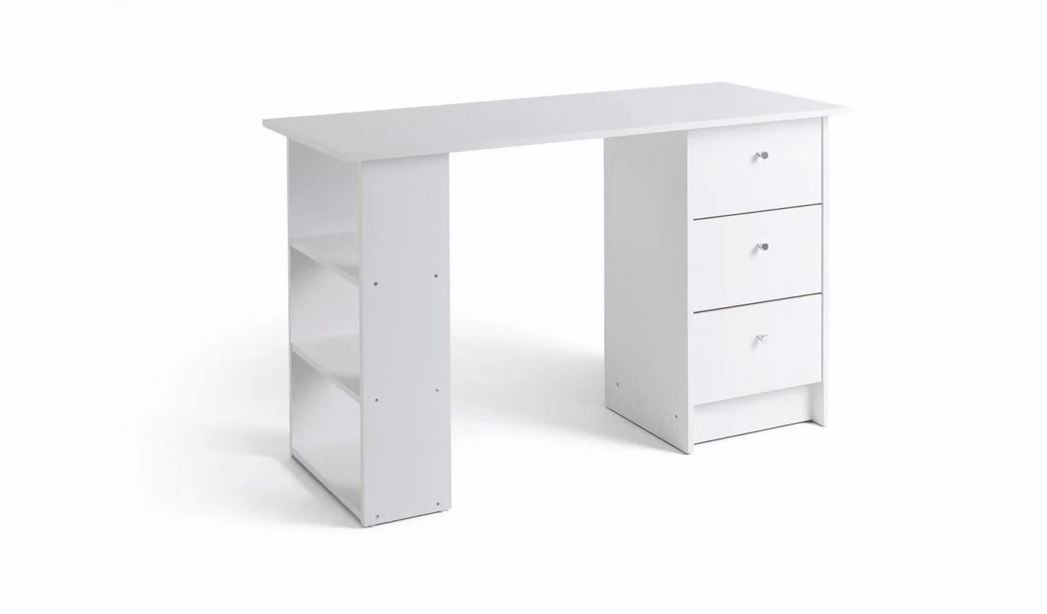 Malibu White 3 Drawer Writing Desk for Home Office