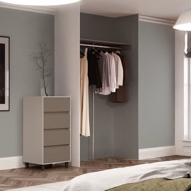 Spacepro Standard Shelf Kit in Stone Grey with Hanging Rod