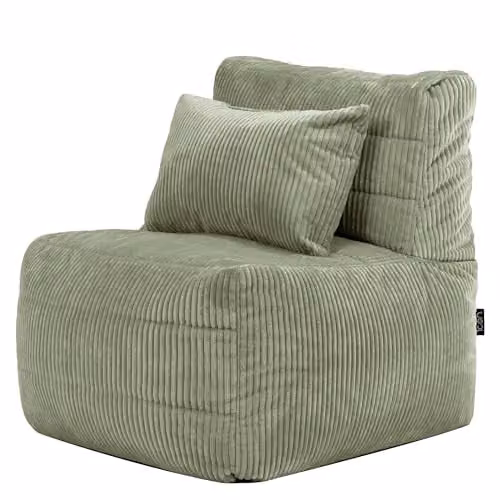 icon Noa Bean Bag Chair in Green Jumbo Cord Fabric – 1