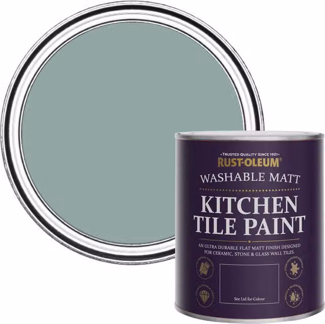 Rust-Oleum Water-Based Kitchen Tile Paint in Matt Finish, Gresham Blue, 750ml