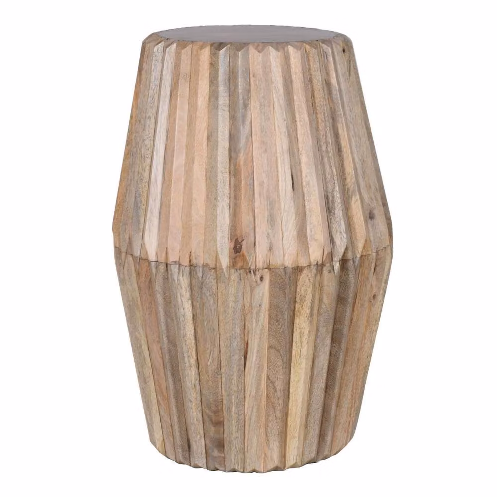 Wyld Haus Arizona Mango Wood Carved Round Side Table in Brown – 3