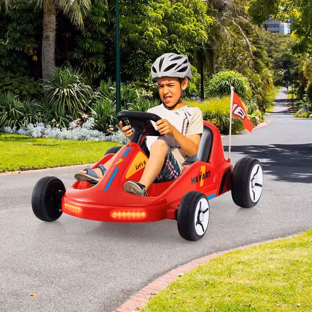 Costway Red Kids Electric Ride On Go Kart with Rechargeable Battery