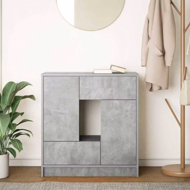 Berkfield Home Modern Sideboard with Drawers and Doors in Matt Concrete Grey, W/D/H: 70.5 x 34 x 74.5 cm – 1