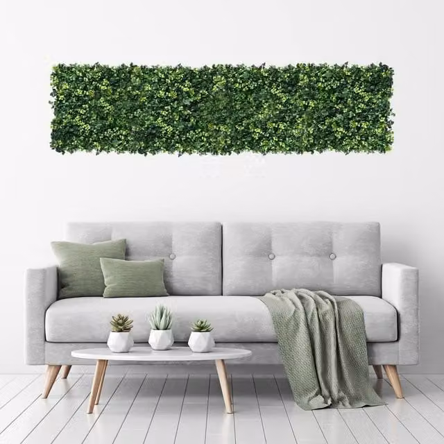 Gardenwize Pack of 4 Clover Leaf Artificial Wall Panel Tiles, Green, W/D/H: 50 x 50 x 50 cm – 1