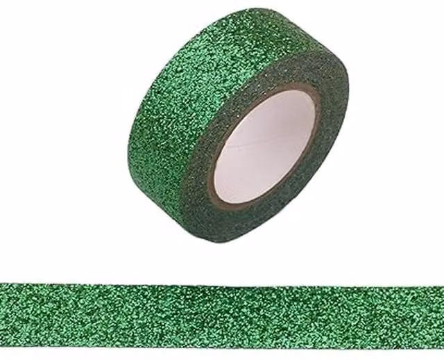 Syntego Set of 2 Green Glitter Washi Paper Tape
