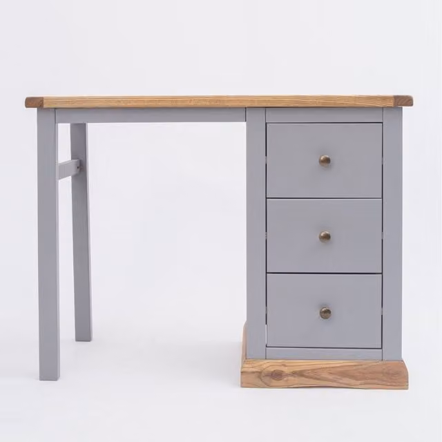 Cabinet Bits Biccari 3 Drawer Dressing Table in Grey with Brass Knobs