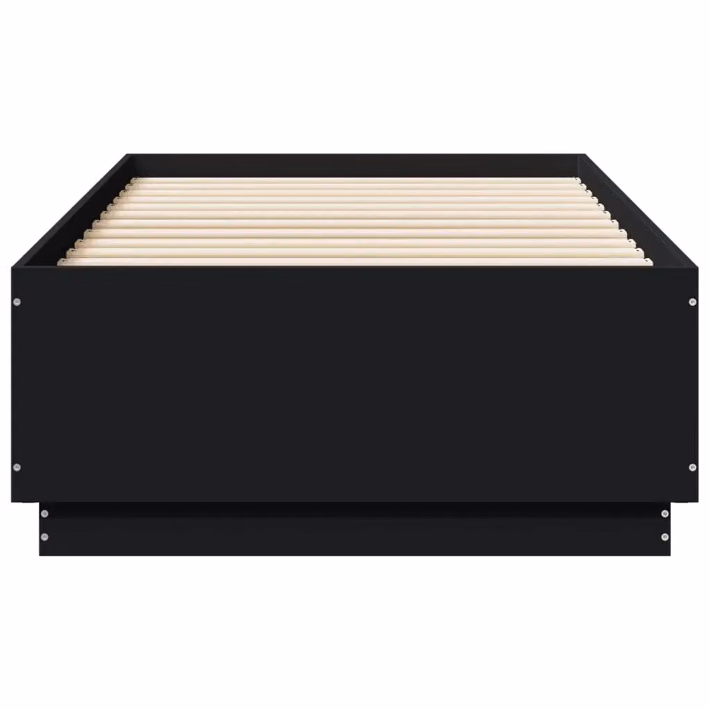 Berkfield Home Modern Single Bed Frame in Black with LED Under-Bed Lighting and USB Charging Port, W/D/H: 90 x 190 cm – 4