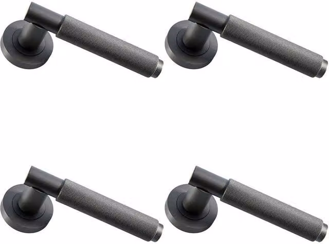 Loops 4 Pair Knurled Grip Round Bar Handles with Round Rose and Concealed Fixings in Matt Bronze