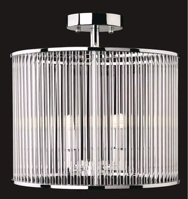 Firstlight Rialto 4 Light Semi Flush Ceiling Light in Round Chrome and Transparent Glass with G9 Bulbs