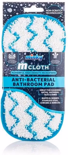 Minky M Cloth Anti-Bacterial Bathroom Pad in White and Multicolour